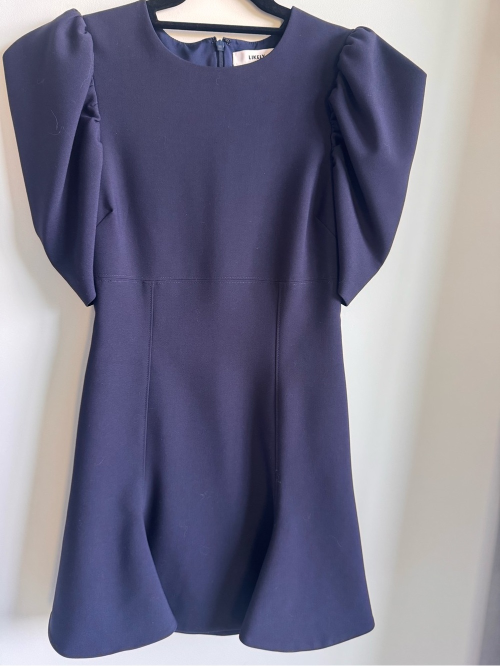Likely Navy Puff-Sleeve Mini Dress